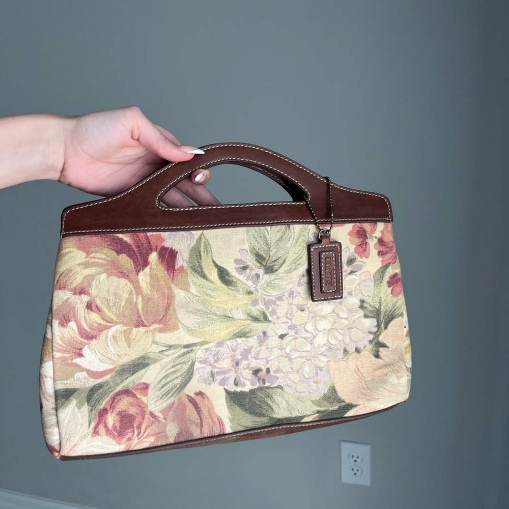 Floral Canvas and Leather Handbag